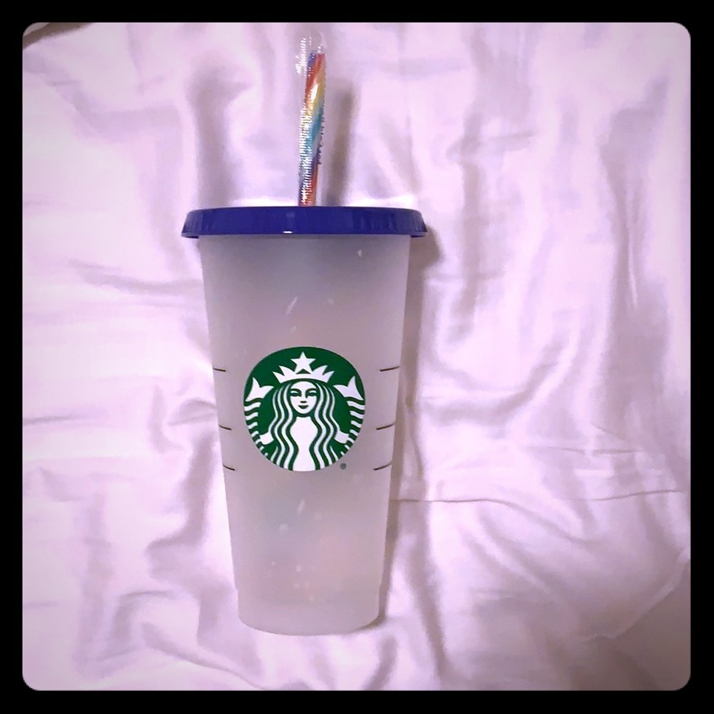 Confetti Starbucks Color Changing Cup w/straw, lid